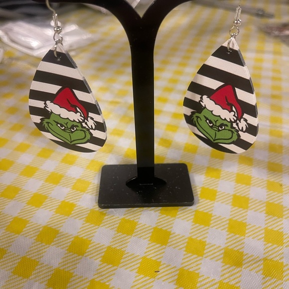Grinch Earrings. (2) sided made of thick faux leather. - Picture 14 of 16